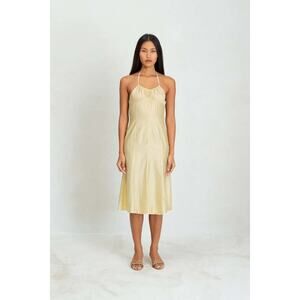 Belle The Label Belle Anna Flore Midi Dress Honey Yellow Medium NWT MSRP: $385